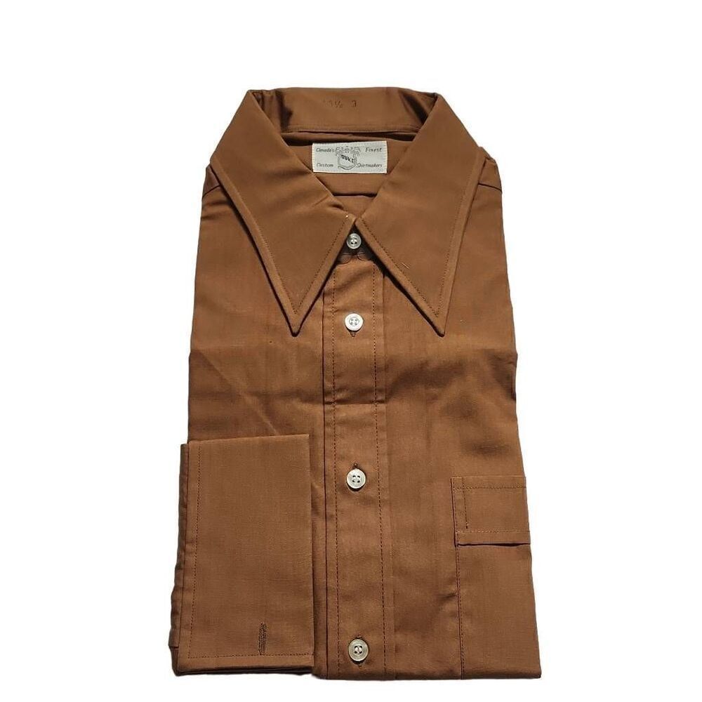Duke Canada's Finest Custom Shirtmakers Mens Sz 15 1/2 Brown Button Down Shirt
